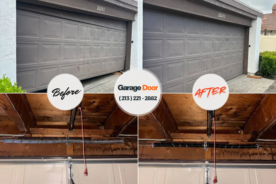 Before and after: garage door repair Vandercook Lake, MI